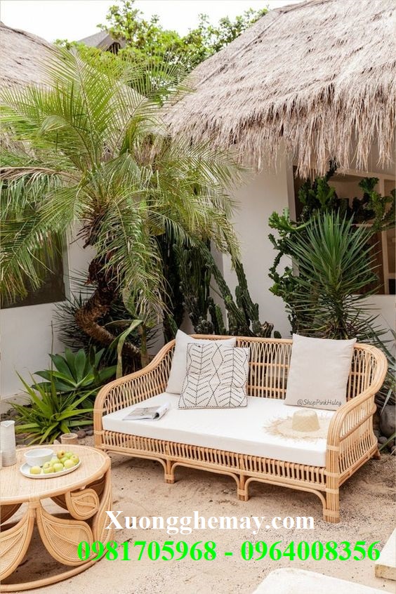 
								Băng ghế dài sofa mây tre