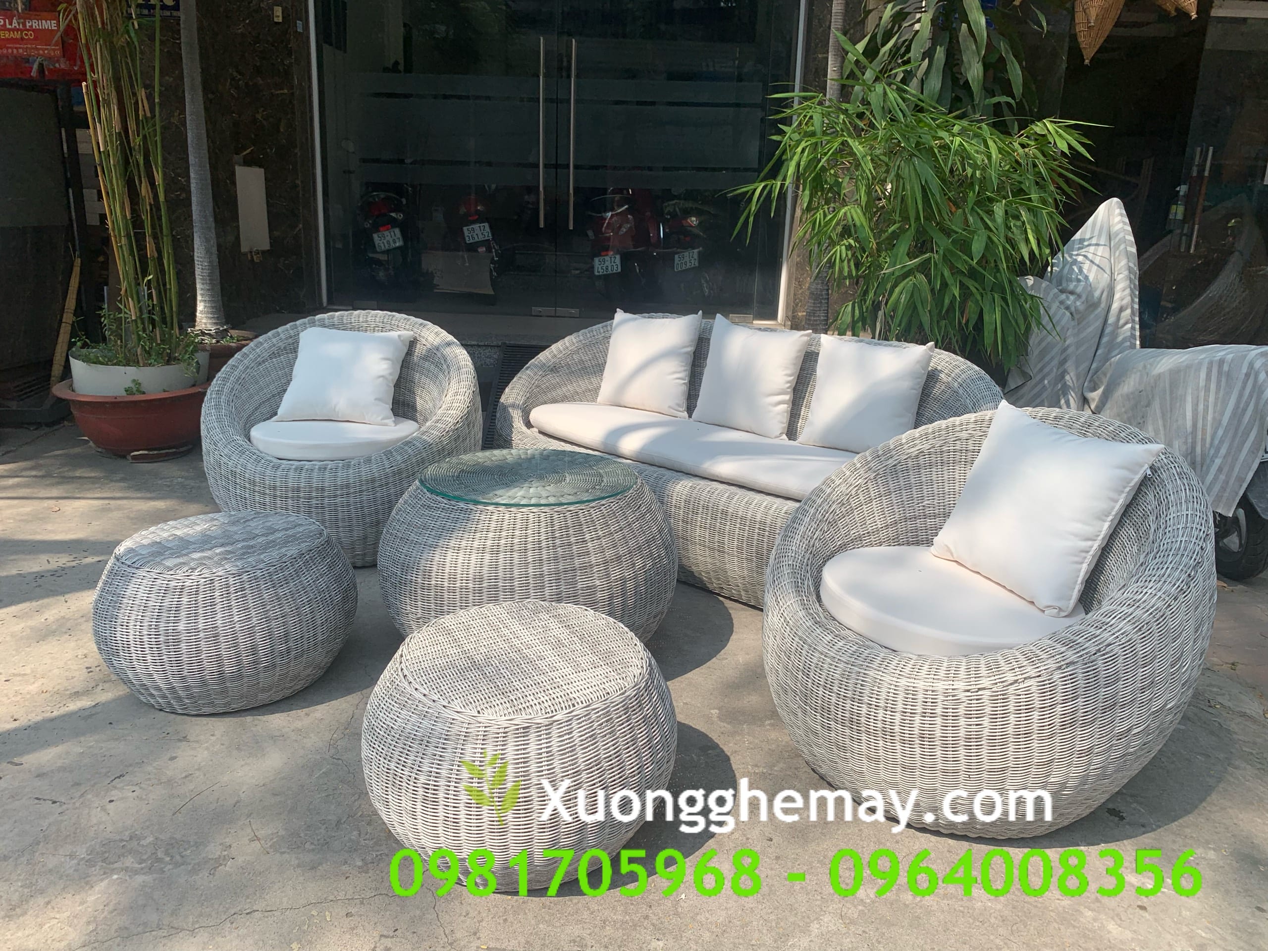 
								Bàn ghế sò nhựa giả mây